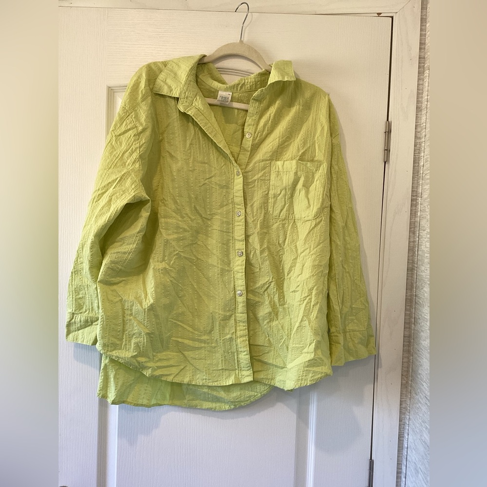 Time and Tru Light Green Textured Shirt size 1XL EUC